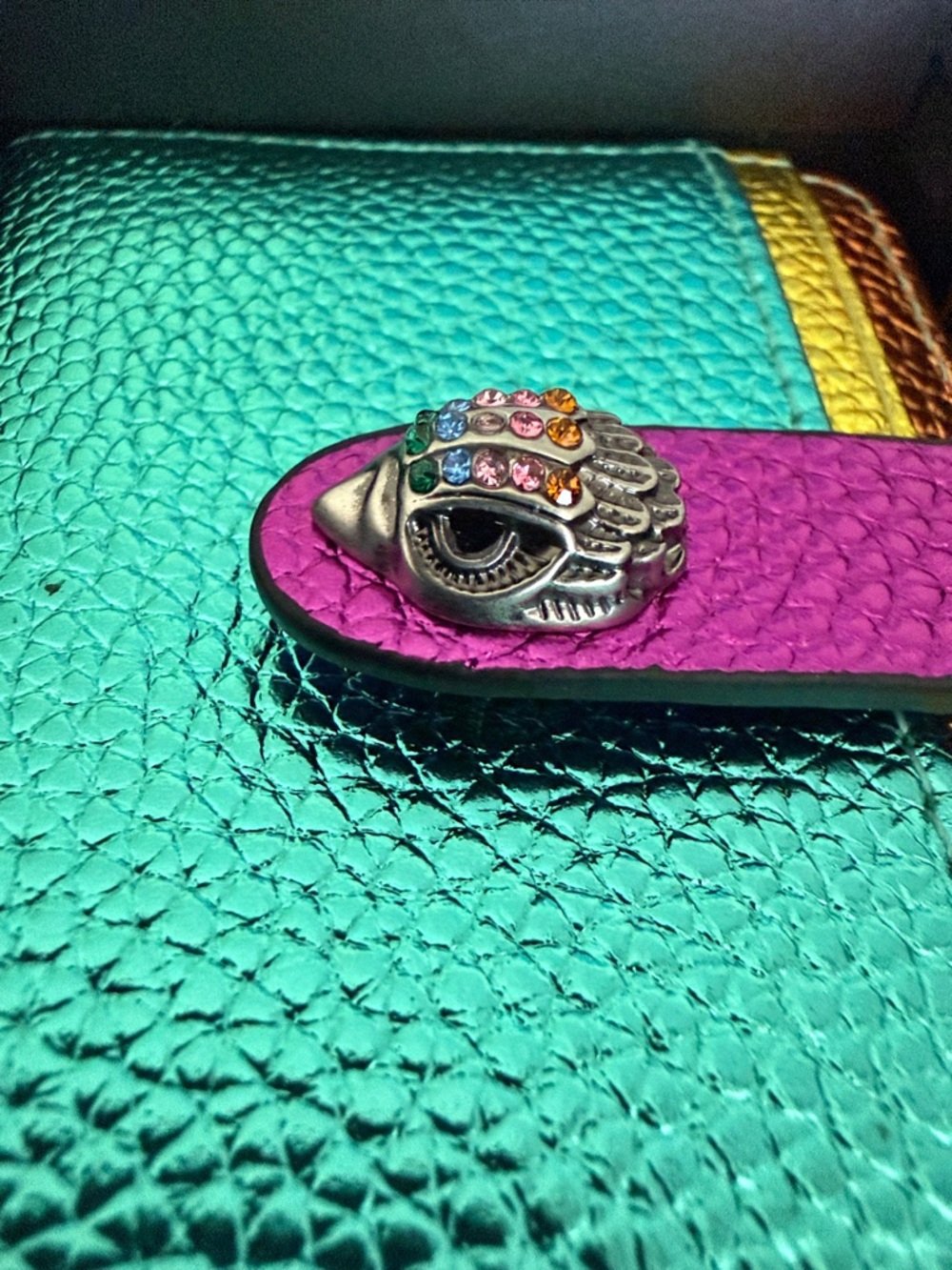 Kurt Geiger Metallic Rainbow Card Holder - Picture 7 of 8